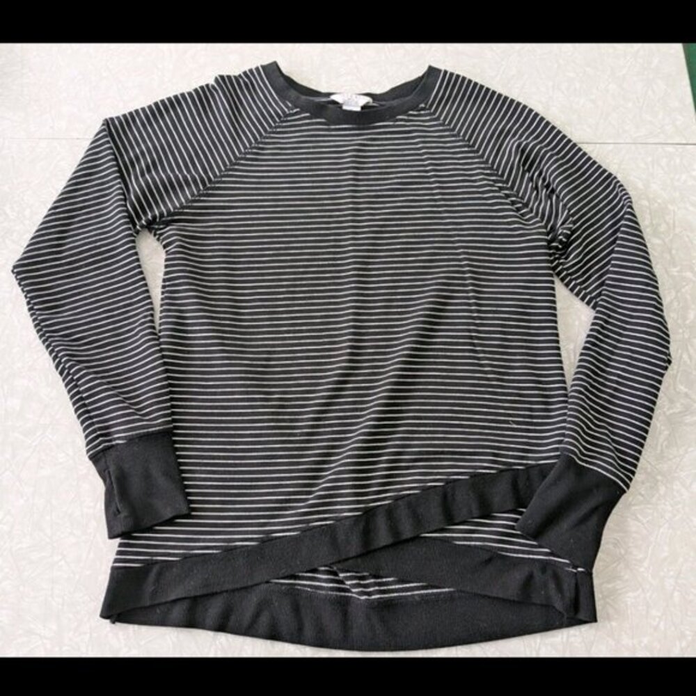 Danskin S Black & White Stripe Crossover Front Tunic